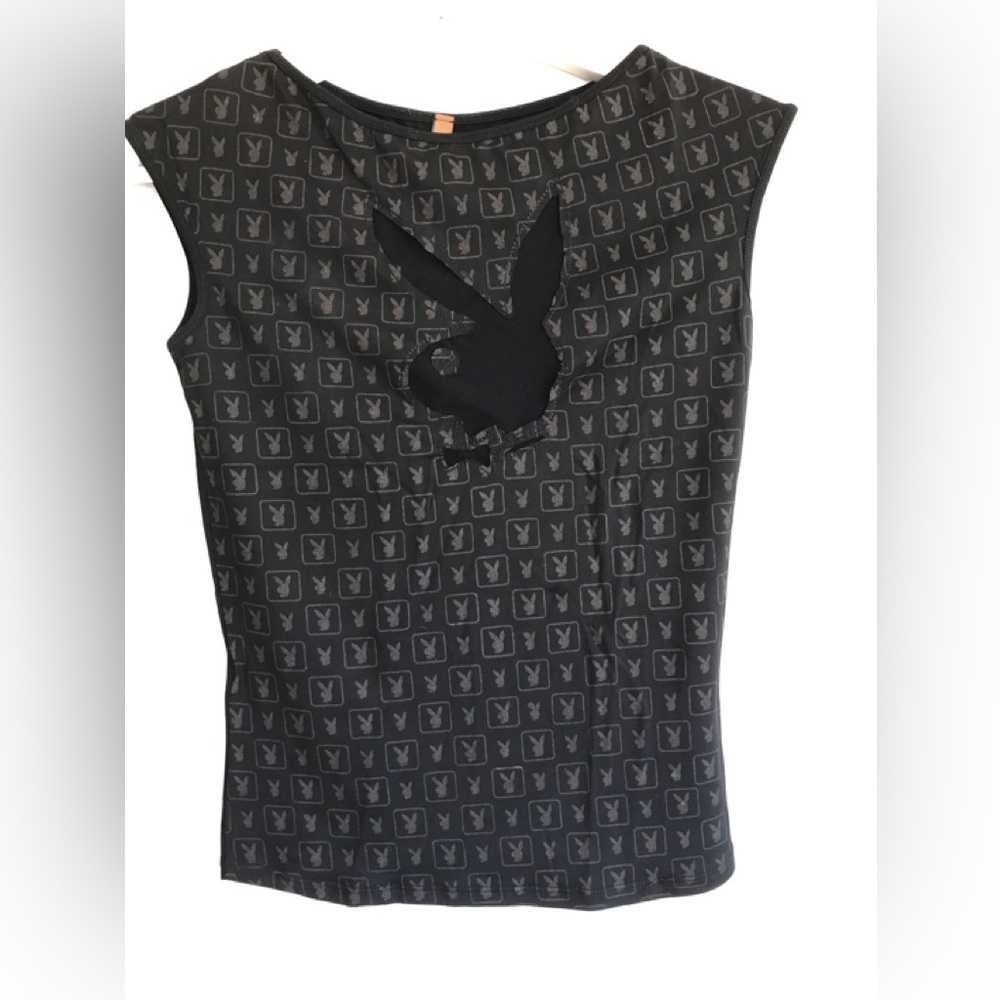 PLAYBOY Brand Made in Italy Collectible Stretchy Bunny Mesh Top